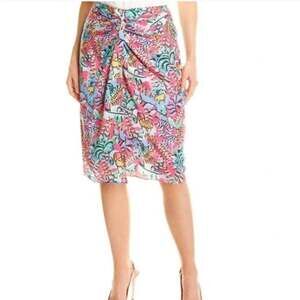 NEW J. McLaughlin Wrap Twist Knot Skirt Pink Resortwear Preppy Vacation XS